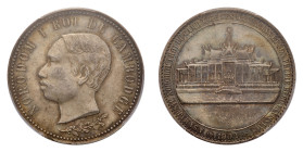 Norodom I (1860-1904) - Silver Medal 1902 of 4 Francs PCGS MS 63 - Obverse: Bare head left - Reverse: Royal Palace in Phnom Penh - Opus Charles Wurden...