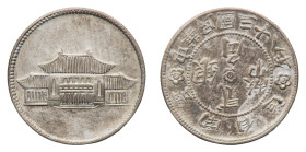 Republic (1912-1949) - Yunnan - 20 Cents year 38 (1949) - Mint: Kunming - Obverse: Provincial Capitol Building - Reverse: Legend within a beaded circl...