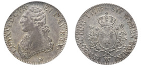 Louis XVI (1774-1792) - Ecu aux Branches d'Olivier 1789-W PCGS MS 62 - Mint: Lille - Obverse: Draped bust left - Reverse: Crowned coat of arms within ...