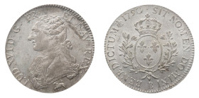 Louis XVI (1774-1792) - Ecu aux Branches d'Olivier 1790-B PCGS MS 61 - Mint: Rouen - Obverse: Draped bust left - Reverse: Crowned coat of arms within ...