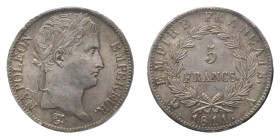 Napoleon I (1804-1814) - 5 Francs 1811-A PCGS MS 62 - Mint: Paris - Obverse: Laureate head right - Reverse: Value within wreath, date below - PCGS cer...