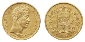 Charles X (1824-1830) - Gold 40 Francs 1828-A - Mint: Paris - Obverse: Bare head right - Reverse: Crowned arms dividing value within wreath - gr. 12,8...