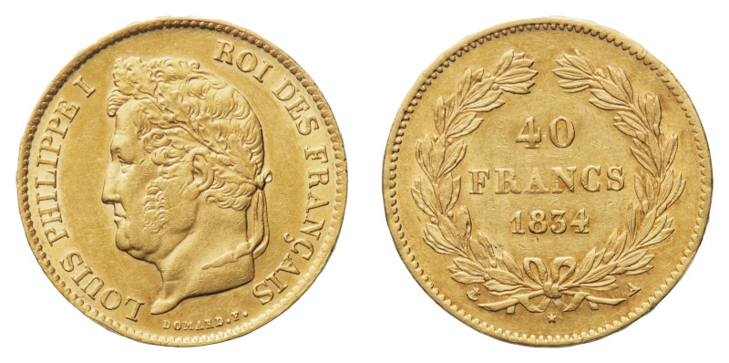 Louis Philippe I (1830-1840) - Gold 40 Francs 1834-A - Mint: Paris - Obverse: La...