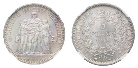 Second Republic (1848-1852) - 5 Francs 1848-A NGC MS 65 - Mint: Paris - Obverse: Hercules group  - Reverse: Value and date within laurel and oak branc...