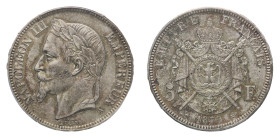 Napoleon III (1852-1870) - 5 Francs 1870-A PCGS MS 61 - Mint: Paris - Obverse: Laureate head left - Reverse: Crowned and mantled arms - Brilliant mint...