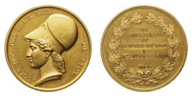 Napoleon III (1852-1870) - Gold Medal Ecole Imp.le des Beaux Arts de Lyon 1866, by Barre - Obverse: Head of Minerva left - Reverse: Legend and date in...