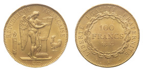 Third Republic (1870-1940) - Gold 100 Francs 1882-A PCGS MS 64 - Mint: Paris - Obverse: Standing Genius writing the constitution - Reverse: Value and ...
