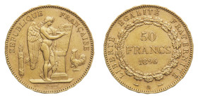 Third Republic (1871-1940) - Gold 50 Francs 1896-A - Mint: Paris - Obverse: Standing Genius writing the constitution - Reverse: Value and date within ...