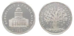 Fifth Republic (1958-) - Piéfort 100 Francs 1982 PCGS SP 68 - Mint: Paris - Obverse: Pantheon - Reverse: Value over tree - Only 999 samples struck. PC...