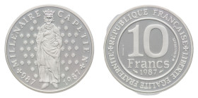 Fifth Republic (1958-) - Piéfort 10 Francs 1987 PCGS SP 69 - Mint: Paris - Obverse: King standing front - Reverse: Value and date - Only 1000 samples ...