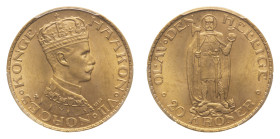 Haakon VII (1905-1957) - Gold 10 Kroner 1910 PCGS MS 64 - Mint: Kongsberg - Obverse: Crowned bust right - Reverse: St. Olaf standing front - PCGS cert...