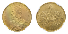 Carol I (1866-1914) - Gold 25 Lei 1906 NGC MS 63 - Mint: Bucharest - Obverse: Uniformed bust left  - Reverse: Crowned eagle - Very rare in this grade....
