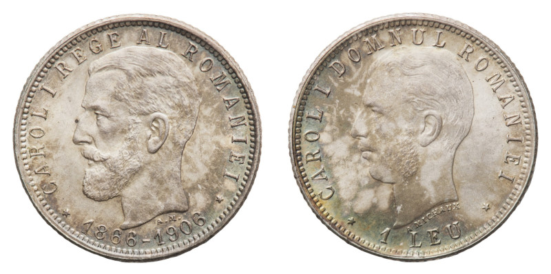 Carol I (1866-1914) - 1 Lei 1906-B - Mint: Brussels - Obverse: Old bare head lef...