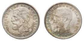 Carol I (1866-1914) - 1 Lei 1906-B - Mint: Brussels - Obverse: Old bare head left - Reverse: Young bare head left - gr. 4,99 - Rare in this condition,...
