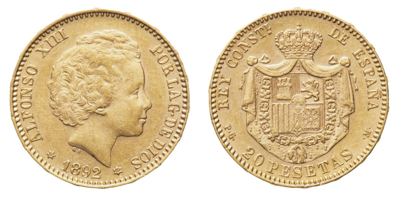 Alfonso XIII (1886-1931) - Gold 29 Pesetas 1892 (18-92) - Mint: Madrid - Obverse...