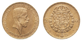 Gustav V (1907-1950) - Gold 20 Kronor 1925-W NGC MS 64 PL - Mint: Stockholm - Obverse: Bare head right - Reverse: Crowned arms within collar of Royal ...