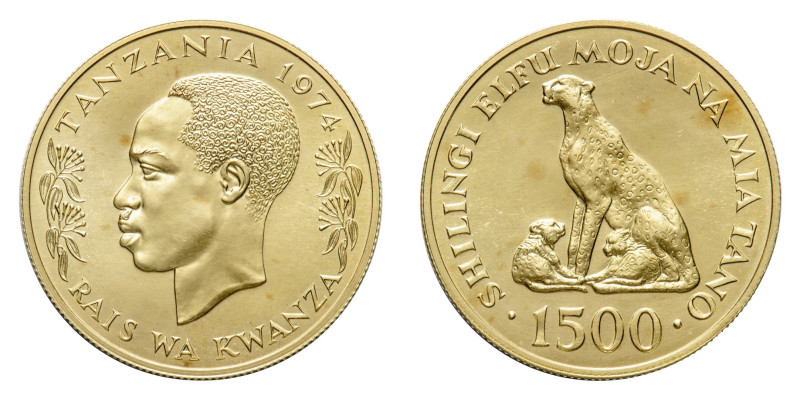 Republic (1962-) - Gold 1500 Shilling 1974 NGC MS 67 - Mint: Llantrisant - Obver...