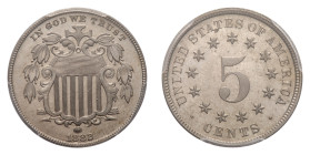 Proof Shield 5 Cents 1882 PCGS PR 66 - Mint: Philadelphia - Obverse: Draped garland above shield, date below - Reverse: Value within circle of stars -...