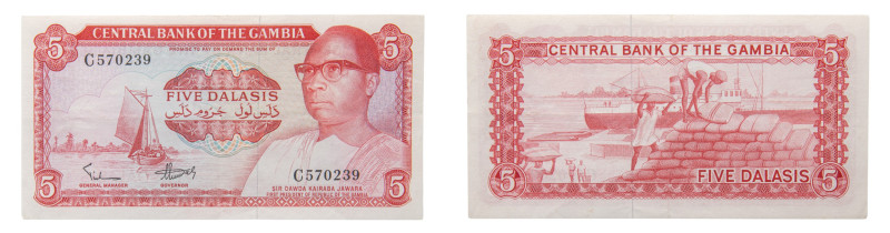 Central Bank of the Gambia - 5 Dalasis (1972-86) - Lot of 2 pieces - Scarce sign...