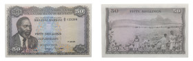 Central Bank of the Kenya - 50 Shillings (1971) - Scarce. UNC P-9b