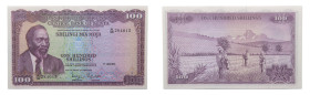 Central Bank of the Kenya - 100 Shillings (1972) - Rare. UNC P-10c