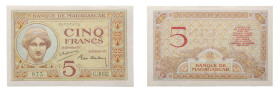 Banque de Madagascar - 5 Francs (1937) - UNC P-35