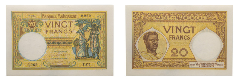 Banque de Madagascar - 20 Francs (1937-47) - Scarce. UNC P-37