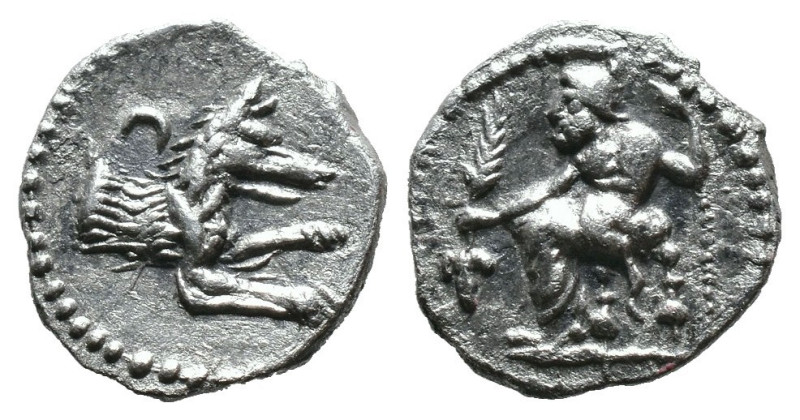 (Silver, 0.61g 11mm)

LYCAONIA. Laranda. (Circa 324/3 BC). AR Obol.

Obv: Ba...
