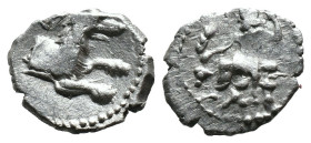 (Silver, 0.53g 11mm)

LYCAONIA. Laranda. (Circa 324/3 BC). AR Obol.
Obv: Baal seated left on throne, holding grain ear, grape bunch and sceptre..
...