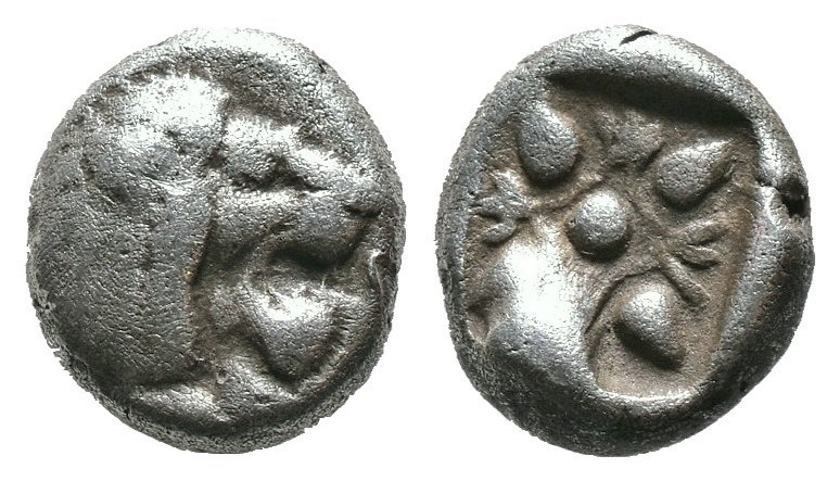 (Silver, 1.10g 8mm)

IONIA. Miletos. (Late 6th-early 5th centuries BC). Obol o...