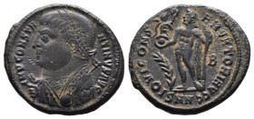 (Bronze, 2.88g 16mm)

Constantius II Æ Follis. AD 355-361. DN CONSTANTIVS P F AVG,