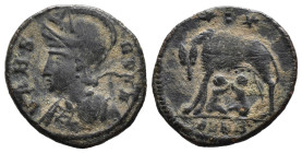(Bronze, 2.21g 17mm)

Urbs Roma. AE 3, Reduced Follis; Urbs Roma; Rome, 330 AD,