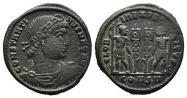 (Bronze, 2.28g 18mm)

Constantius II Æ Follis. AD 355-361. DN CONSTANTIVS P F AVG,