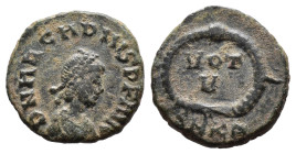 (Bronze, 1.43g 13mm)

Arcadius, 383-408. Follis, Heraclea, 378-383.
