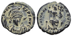 (Bronze, 1.96g 16mm)

Arcadius, 383-408. Follis, Heraclea, 378-383.