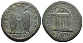 (Bronze, 12.00g 25mm)

Cilicia
Tarsos
Marcus Aurelius (161-180)
(D) Lokalbronze (11,31g), Jahr 182 = 163-164 n. Chr. Marcus Aurelius sowie Lucius...