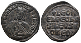 (Bronze, 7.08g 26mm)

BYZANTINE EMPIRE. Leo VI, 886-912. Æ follis.Constantinople