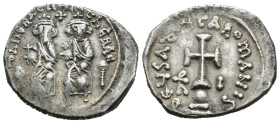 (Silver, 6.78g 23mm)

BYZANTINE EMPIRE…..
Heraclius, with Heraclius Constantine. AD 610-641. Constantinople