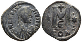 (Bronze, 15.75g 31mm)

BYZANTINE EMPIRE….Anastasius I AD 491-518. Constantinople Follis Æ