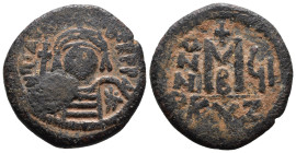 (Bronze, 11.19g 28mm) BYZANTINE EMPIRE.....Heraclius, follis 611-612….KYZ