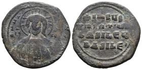 (Bronze, 10.84g 30mm)

BYZANTINE EMPIRE. Temp. Constantine VIII-Basil II. Circa 1020-1028. Æ follis
