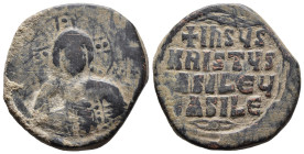 (Bronze, 12.29g 28mm)

BYZANTINE EMPIRE. Temp. Constantine VIII-Basil II. Circa 1020-1028. Æ follis