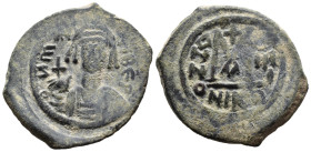 (Bronze, 11.41g 28mm)

BYZANTINE EMPIRE….Maurice Tiberius, 582-602. Follis Nicomedia,