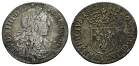 (Silver, 2.22g 21mm)

FRANCE. Louis XIV (1643-1715). 1/12 Ecu (1662-&)