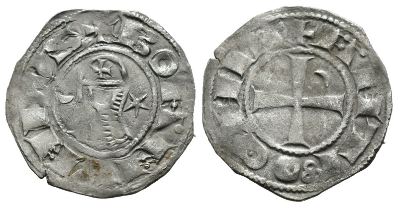 (Silver, 1.08g 19mm)

CRUSADERS, Antioch. Bohémond III. 1163-1201. BI Denier