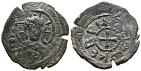 (Bronze, 7.84g 28mm)

CRUSADERS,

Edessa.

Richard of Salerno.

Regent, 1104-1108. Æ Follis

Facing bust of Christ Pantokrator / [+ K]Є B PH...