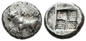 (Silver, 3.65g 14mm)

Kalchedon, Bithynia. AR Drachm 386-340 BC.

Bull standing left on ear of corn, kerykeion before.

Rev. Quadratum incusum f...
