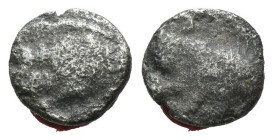 (Silver, 0.49g 8mm)

Mysia, Kyzikos AR Hemiobol. Circa 450-400 BC.

Forepart of boar to left, tunny fish behind

Rev.Head of roaring lion to lef...