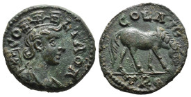 (Bronze, 5.31g 20mm)

TROAS.
Alexandria Troas. Pseudo-autonomous. Ae (Circa 138-268).

Obv: CO ALEX TR CO AV.
Draped bust of Tyche right, wearin...