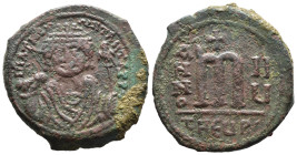(Bronze, 12.46g 29mm)

BYZANTINE EMPIRE...

Maurice Tiberius. 582-602. Æ Follis ...Antioch